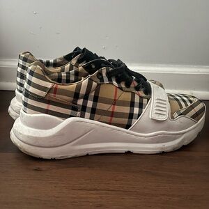 Burberry Plaid Sneakers in Black, White, and Tan